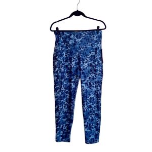 Bally Total Fitness Blue Multi High Rise Leggings Abstract Animal Print Size XL